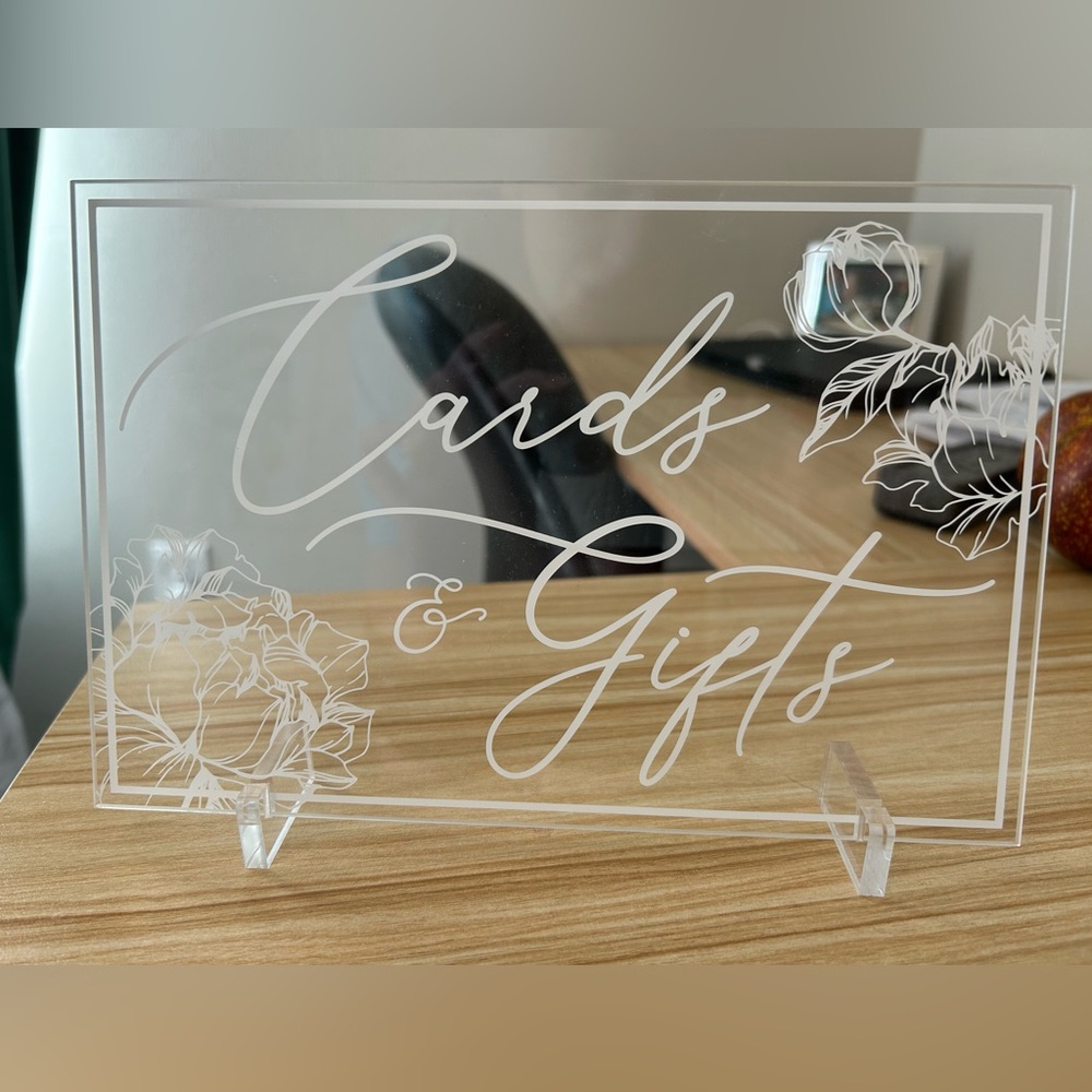 Elegant Clear Acrylic Cards & Gifts Sign